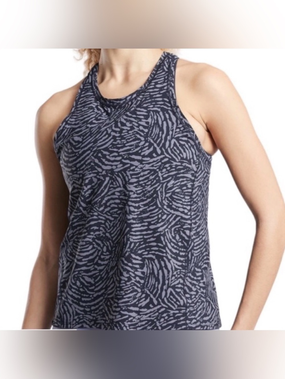 Athleta Ultimate Train Navy and Light Blue Printed Racerback Tank Top - Picture 8 of 9